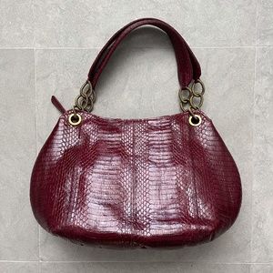 LELYA Oxblood Snakeskin Shoulder Bag